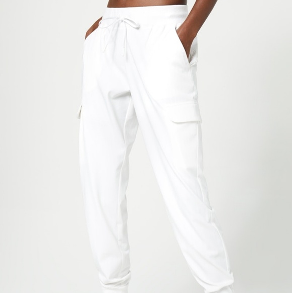 white cargo joggers